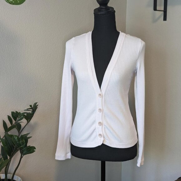 Citizens of Humanity Ava Light Pink Wide Ribbed Button Organic‎ Cotton Cardigan - Picture 1 of 8